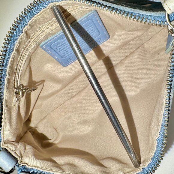Coach Vintage Baby Blue Suede Leather Heart Stitched Demi Y2K Purse RARE 6732 - Picture 16 of 16